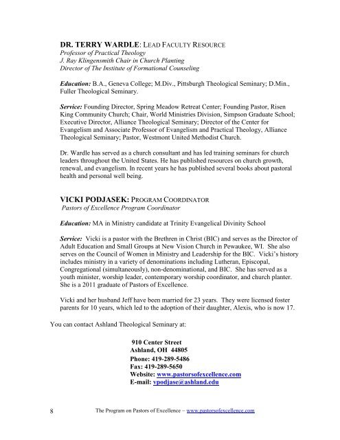 PoE Information Packet - Ashland Theological Seminary