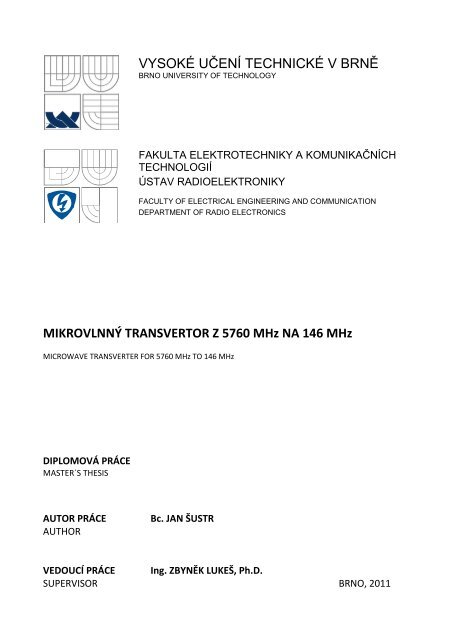 MikrovlnnÃ½ transvertor z 5760 MHz na 146 MHz - VysokÃ© uÄenÃ­ ...