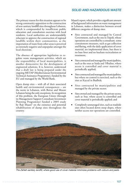 Lebanon Post-Conflict Environmental Assessment - UNEP