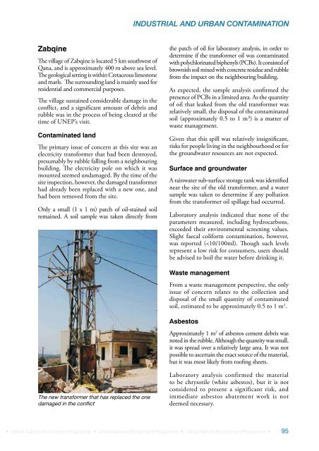 Lebanon Post-Conflict Environmental Assessment - UNEP