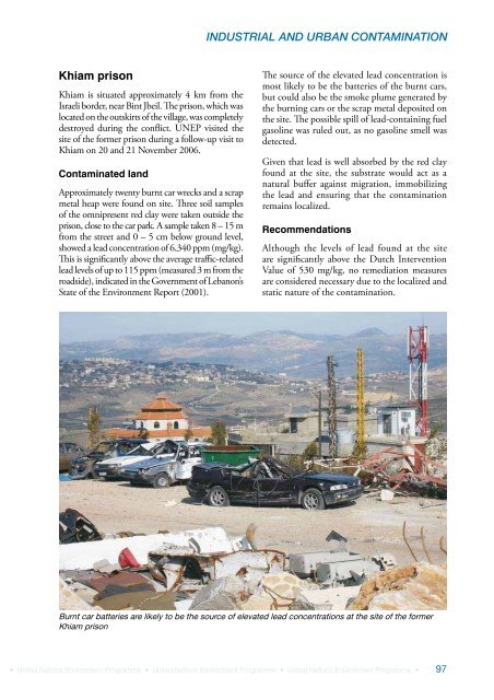 Lebanon Post-Conflict Environmental Assessment - UNEP