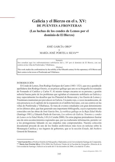 Galicia y el Bierzo en el s. XV: - Anuario Brigantino - betanzos