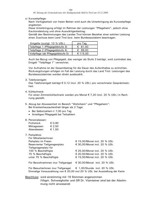 N iederschrift - in Hall in Tirol