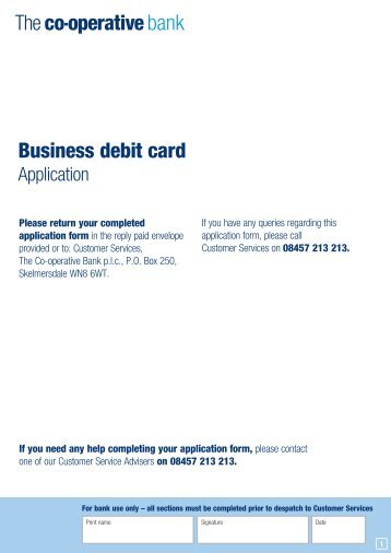 Business debit card - The Co-operative Bank