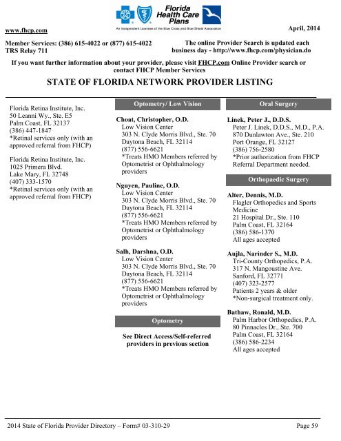 State of Florida Directory - Florida Health Care Plans