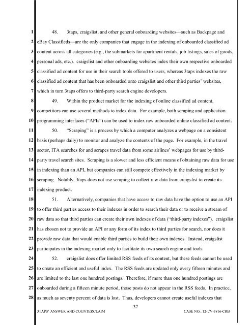 3TAPS, INC.'S ANSWER AND COUNTERCLAIM Case No. CV-12 ...