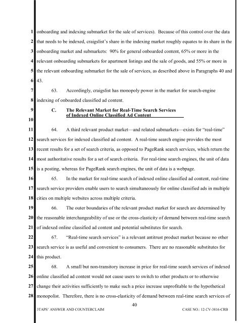 3TAPS, INC.'S ANSWER AND COUNTERCLAIM Case No. CV-12 ...