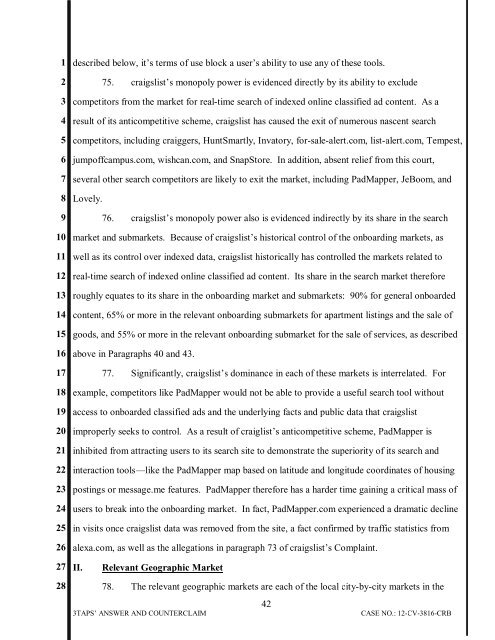 3TAPS, INC.'S ANSWER AND COUNTERCLAIM Case No. CV-12 ...