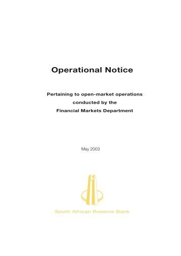 Operational Notice - South African Reserve Bank