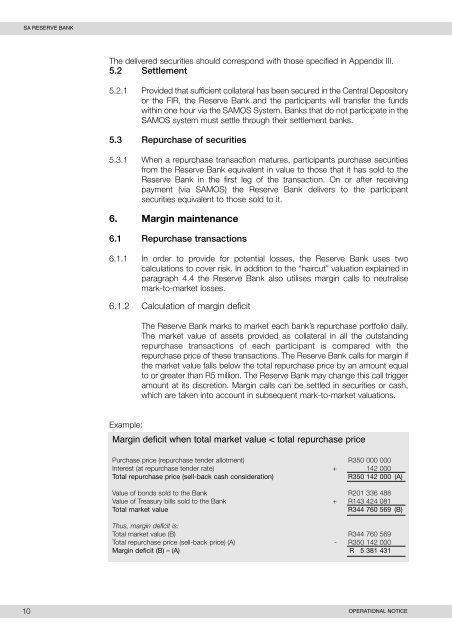 Operational Notice - South African Reserve Bank