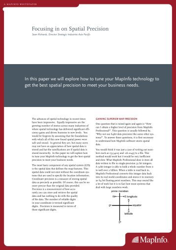 Focusing in on Spatial Precision - MapInfo