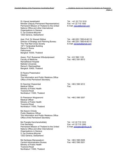 20th PCB Draft List of Participants - unaids