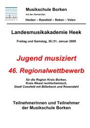 Regionalwettbewerb Jugend musiziert in der Landesakademie Heek