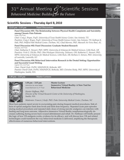 FINAL PROGRAM - Society of Behavioral Medicine