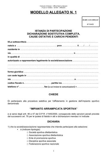 Modello Allegato 1 - Comune di Arezzo