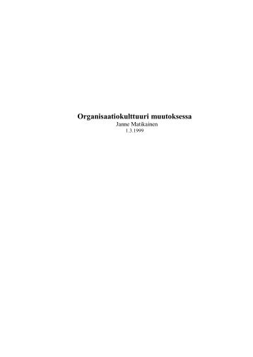 Organisaatiokulttuuri muutoksessa