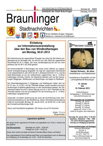 Einladung zur Informationsveranstaltung über ... - Stadt Bräunlingen