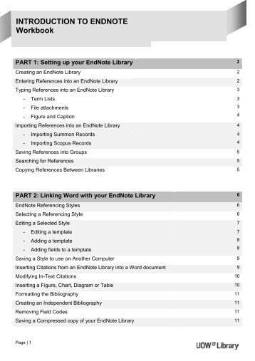 Introduction to EndNote Workbook - Library