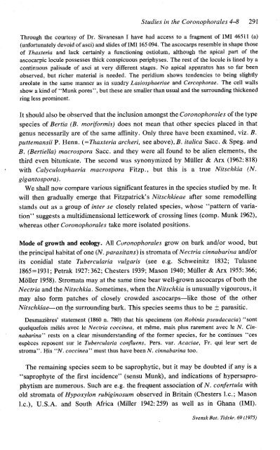 Stray Studies in the Coronophorales (Pyrenomycetes) 4-8 - ASCOfrance