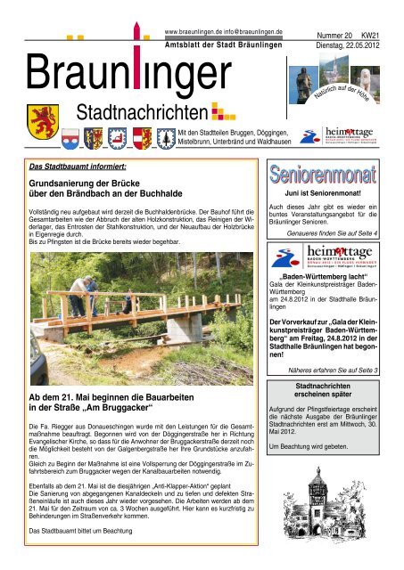 Stadtnachrichten - Stadt Bräunlingen
