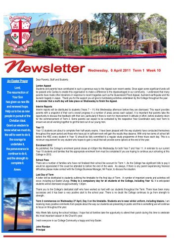 Newsletter April 6 2011 - Marist College Kogarah