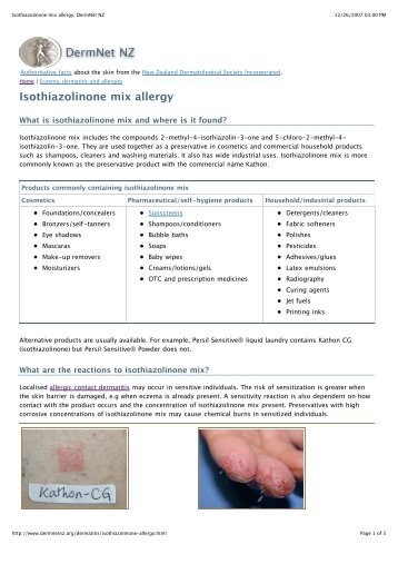 Isothiazolinone mix allergy. DermNet NZ - Dr-baumann-international ...