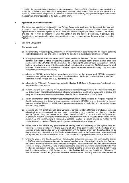 APPENDIX V SPECIMEN CONTRACT - SIA Engineering Company