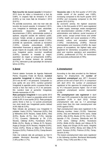 Buletin Statistic Lunar - Nr. 4/2013 - Institutul National de Statistica