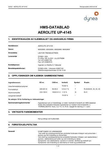 hms-datablad aerolite up-4145 - Norcut AS