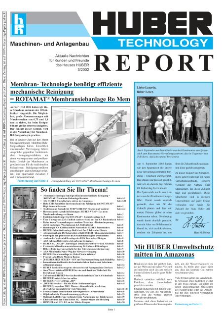 Huber Report 03/2002 - Hans Huber AG