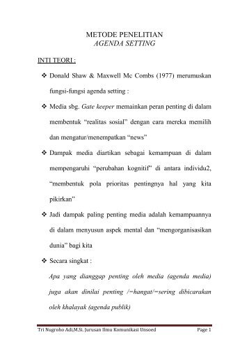 METODE PENELITIAN AGENDA SETTING © Tri Nugroho Adi