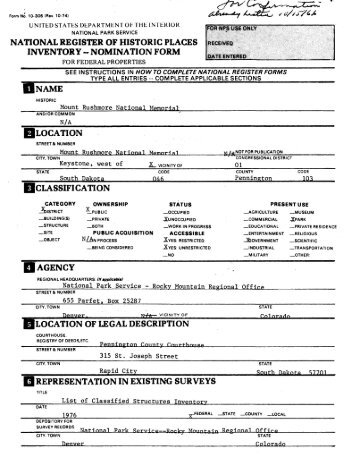 national register of historic places inventory -- nomination form ...