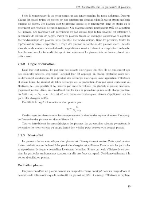 Modélisation et simulation numérique de la génération de plasma ...