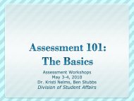 Assessment 101: The Basics - Division of Student Life