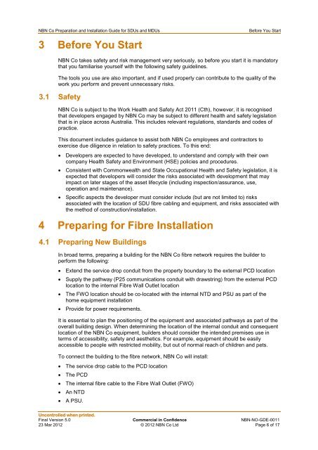 NBN Co Preparation and Installation Guide for SDUs and MDUs v5 ...