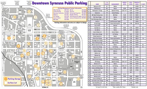 Map Of Downtown Syracuse Downtown Syracuse Public Parking - Armory Square