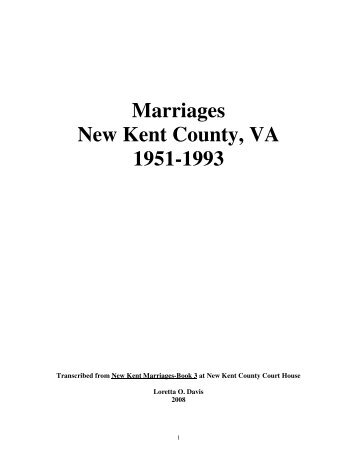 Marriages New Kent County, VA 1951-1993 - YouSeeMore