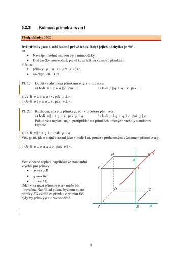 5.2.3 Kolmost pÅÃ­mek a rovin I