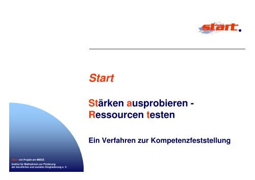 Start (StÃ¤rken ausprobieren - Ressourcen testen, IMBSE)