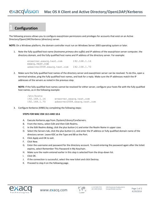 Mac OS X Client and Active Directory/OpenLDAP/Kerberos