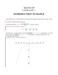 MATH 149 INTRODUCTION TO MAPLE