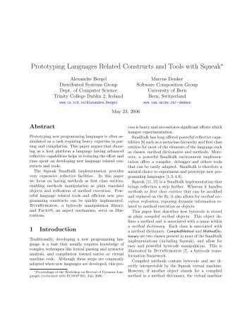 Prototyping Languages Related Constructs and Tools ... - CiteSeerX