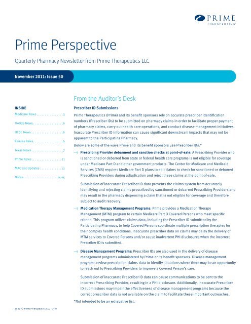 December 2011 - Prime Therapeutics