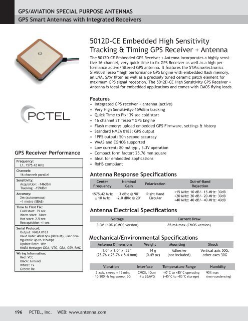 GPS/AviAtion SPeciAl PurPoSe AntennAS - PCTEL | Antenna
