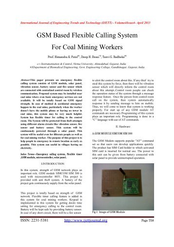 GSM Based Flexible Calling System For Coal Mining Workers