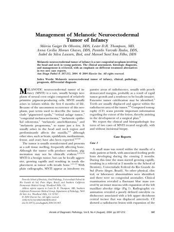 Management of Melanotic Neuroectodermal Tumor of Infancy