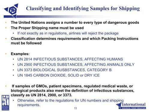 Shipping of Infectious Substances and Diagnostic Specimens