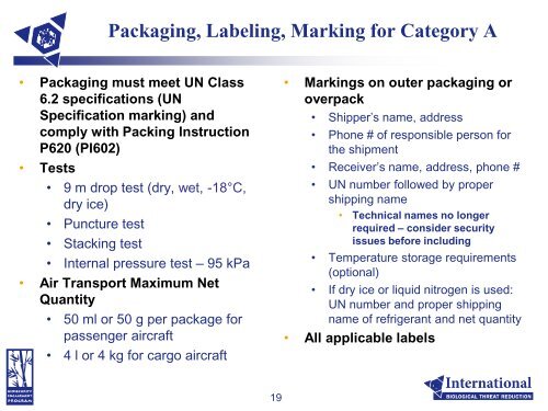 Shipping of Infectious Substances and Diagnostic Specimens