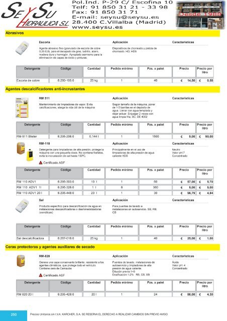 Precios Unitarios sin I.V.A. KARCHER, S.A. SE RESERVA EL ...