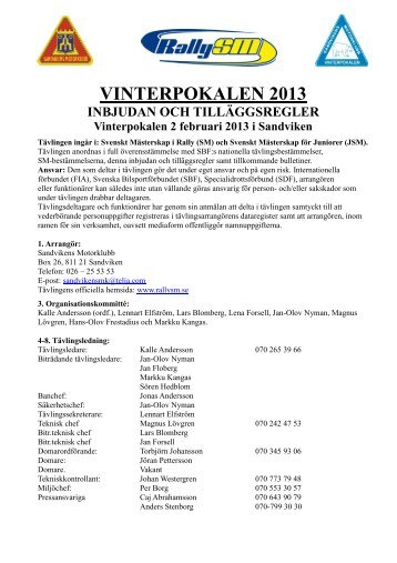 VINTERPOKALEN 2013 INBJUDAN OCH TILLÃGGSREGLER ...